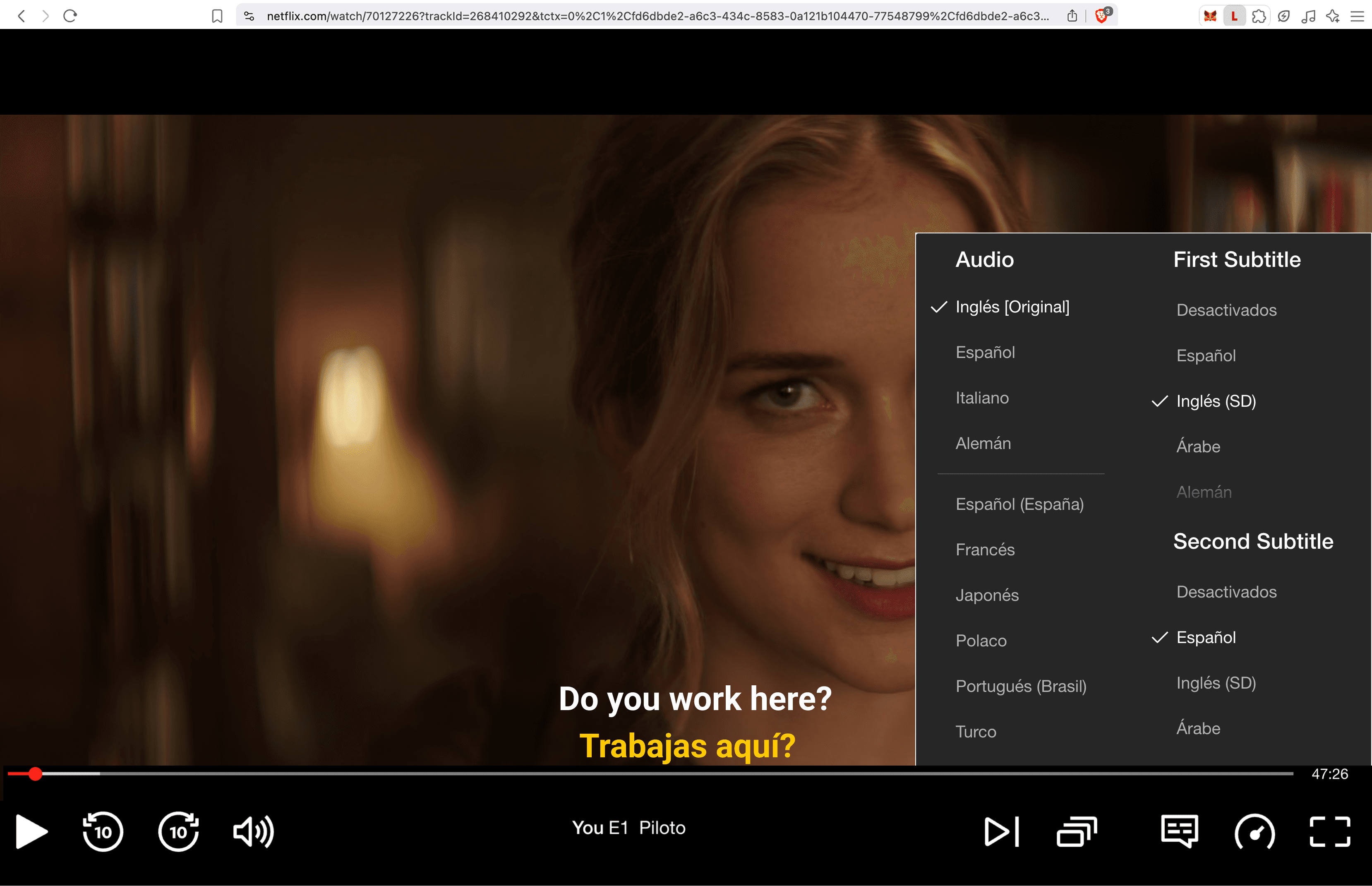 Netflix subtitle language selection